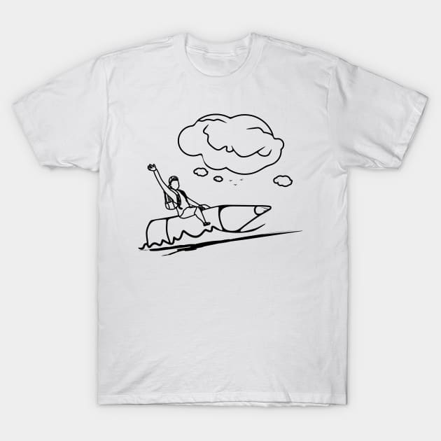students riding pencils T-Shirt by bloomroge